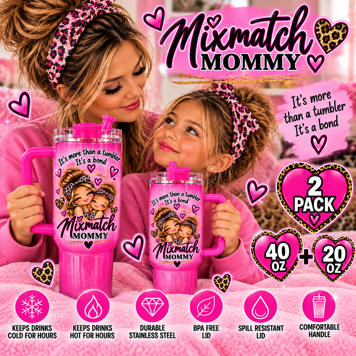 Hot Pink Tumbler Set