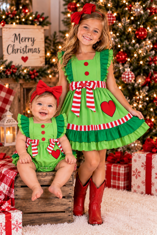 Green Christmas Dress/Romper